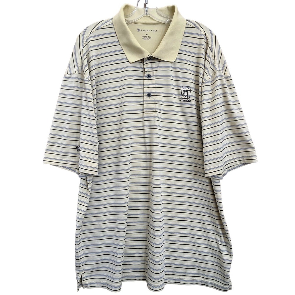 Oxford Golf Polo Mens XXL Yellow Black Striped TPC Scottsdale Preppy Shirt